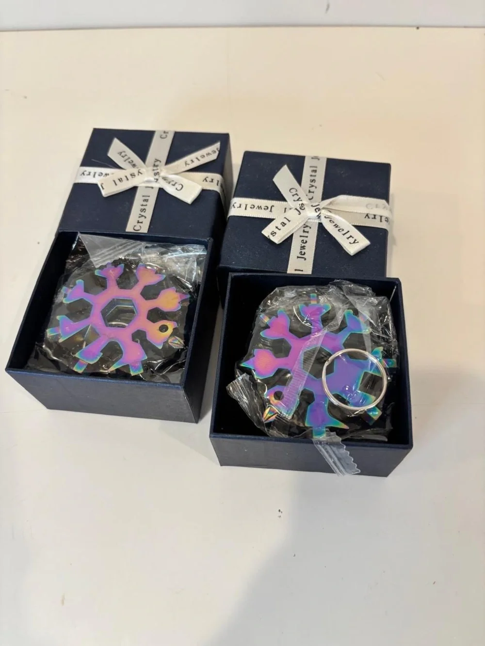 New 2-Pack Rainbow Snowflake Multi-Tool Keychain EDC Bottle Opener